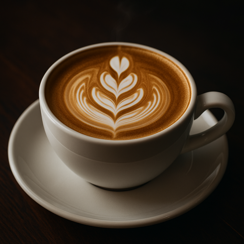 Latte art on sleek table